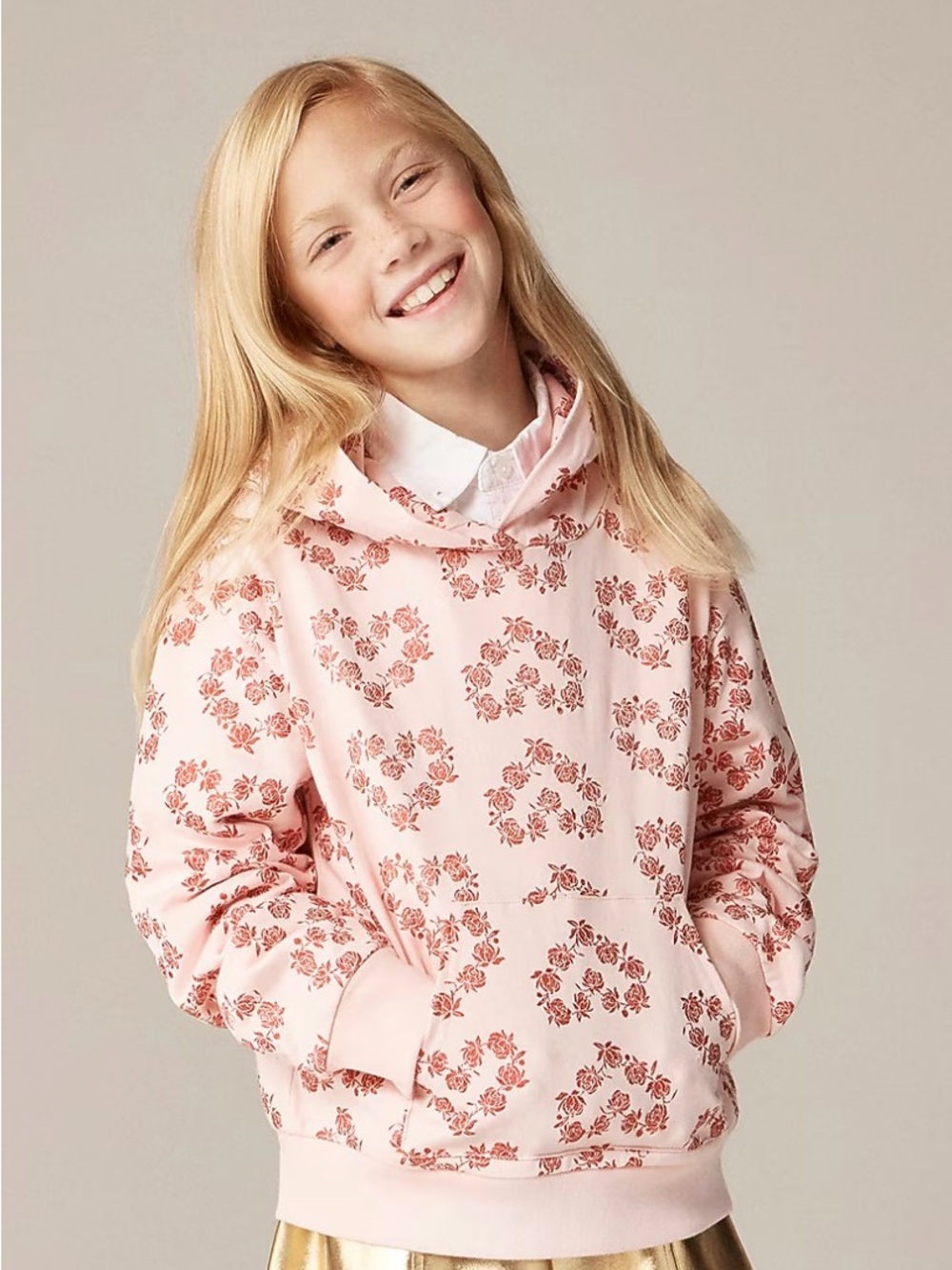 J. Crew Girls' terry hoodie with metallic foil